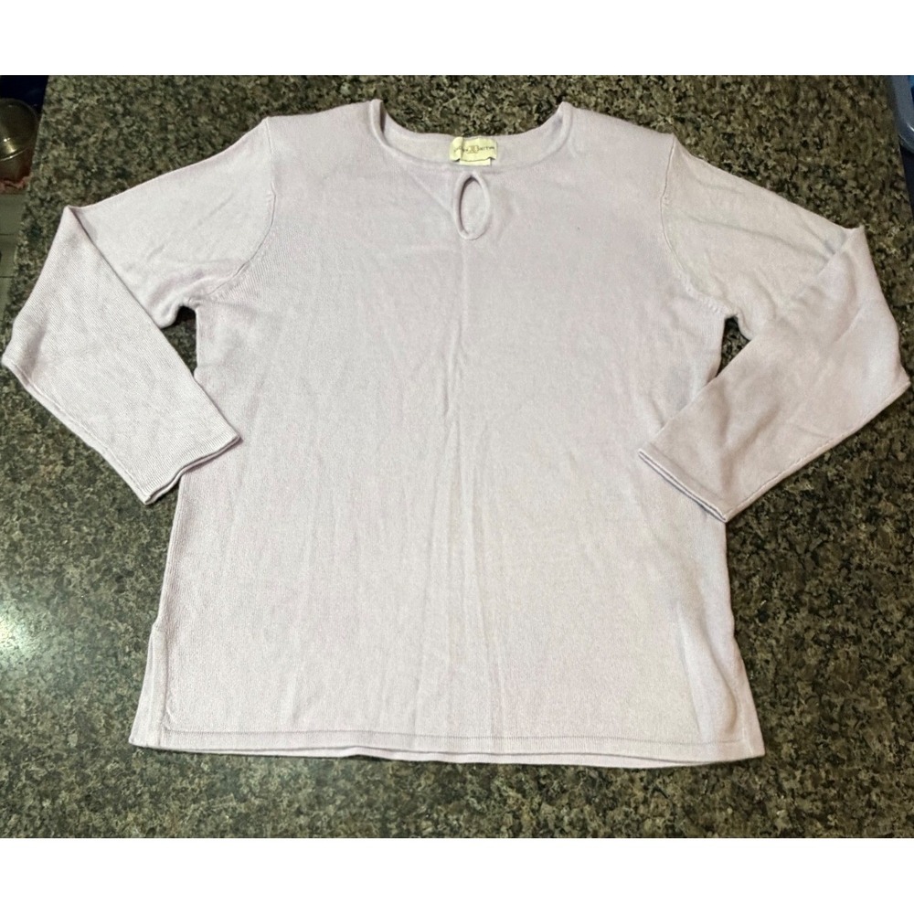 Jaclyn Smith Womens Medium Light Purple Keyhole Knit Sweater Long Sleeve Lilac